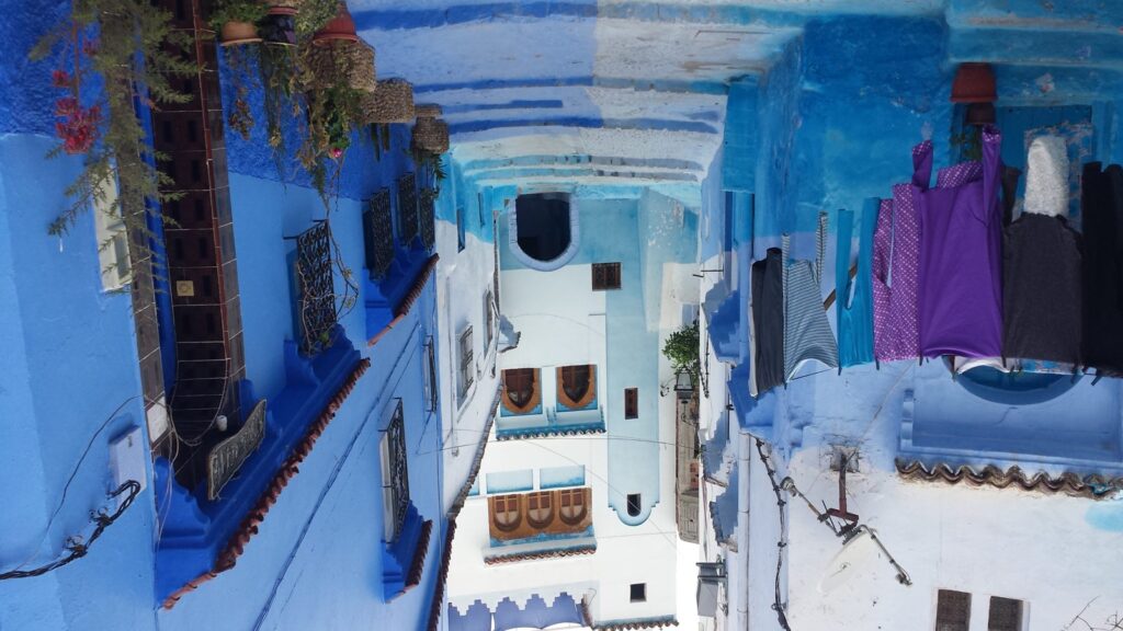 Blau getünchte Gassen der Altstadt von Chefchaouen, Marokko