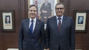 Marokkos Regierungschef Aziz Akhannouch bei einem offiziellen Treffen