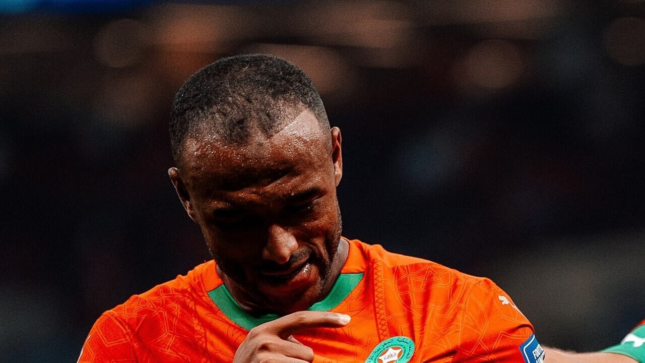 Ayoub El Kaabi im Trikot der marokkanischen Nationalmannschaft