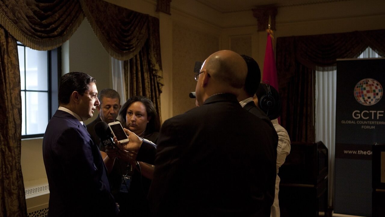 Außenminister Nasser Bourita bei einem Pressetermin in New York (Archivaufnahme)