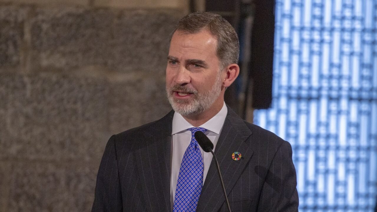 König Felipe VI. von Spanien bei einer Rede am Pult (Archivbild)