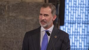 König Felipe VI. von Spanien bei einer Rede am Pult (Archivbild)